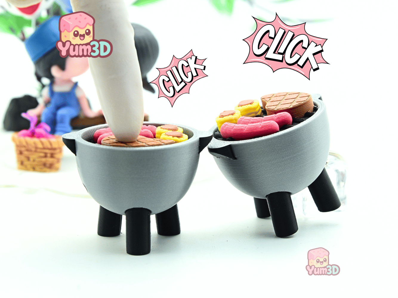 👌 Yum3D Playful Bbq Grill Buddy Fidget Clicker Keychain - Cute